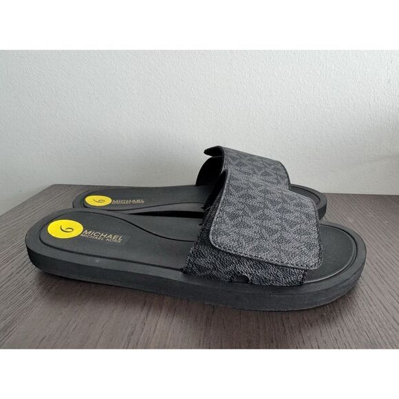 MICHAEL KORS Women’s Sz 9 M Wade Slide 45S0WDFA2B Black/Dk Grey MK New - Picture 3 of 4